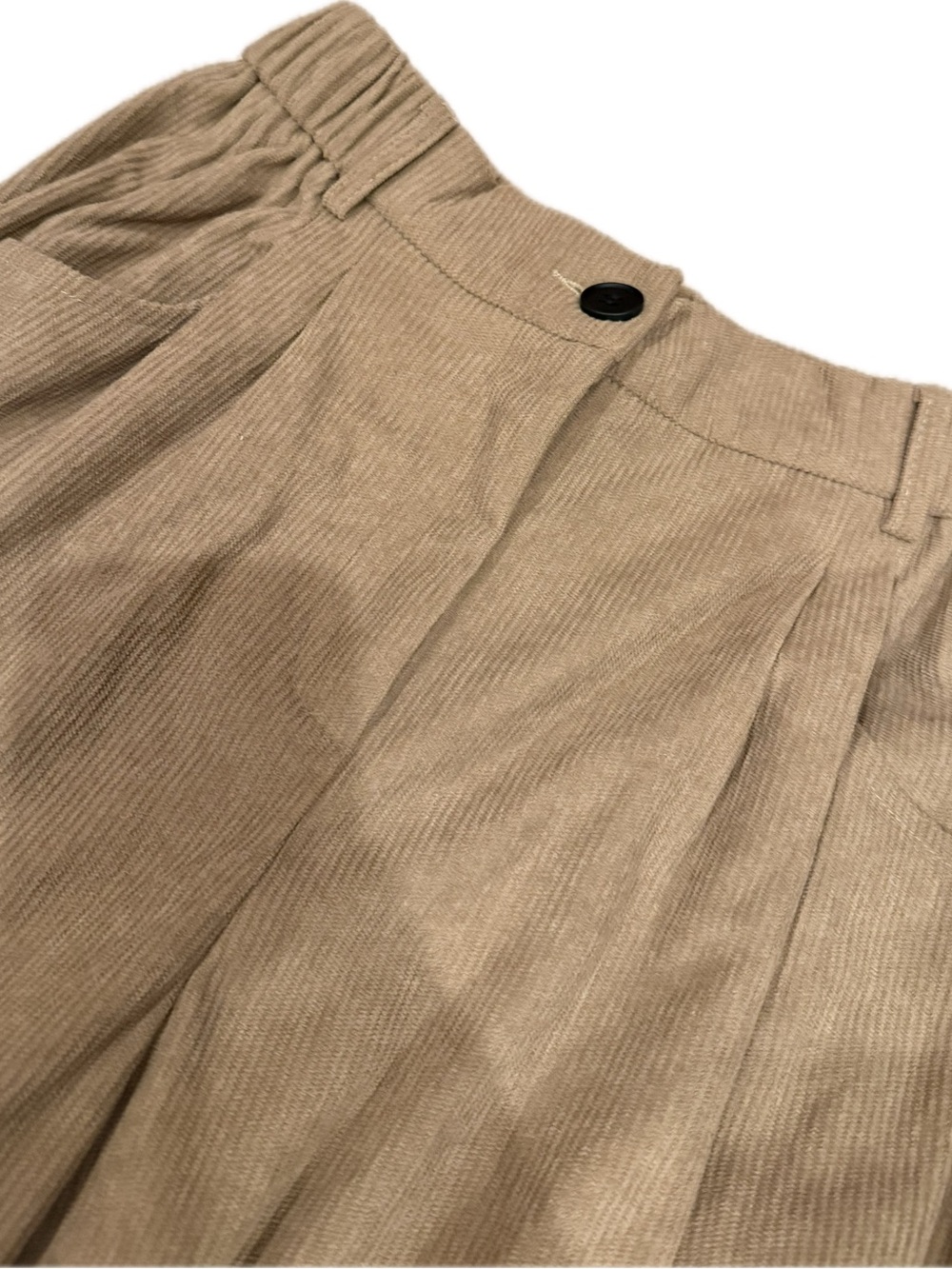 Women's Tan Corduroy Pleated Trousers
